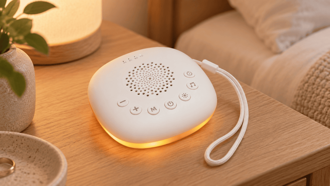 veilleuse bruit blanc sur une table de nuit 