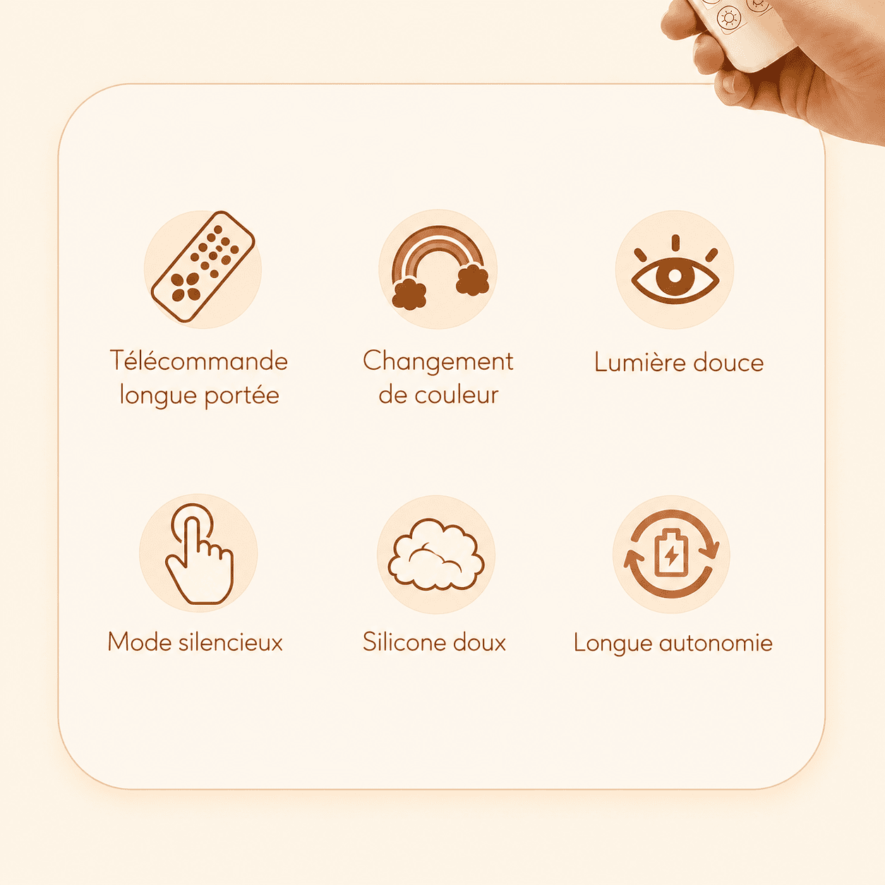 Télécommande, changement de couleur, lumière douce, mode silencieux, silicone doux, longue autonomie de veilleuse bébé lapin - mylumiz.com