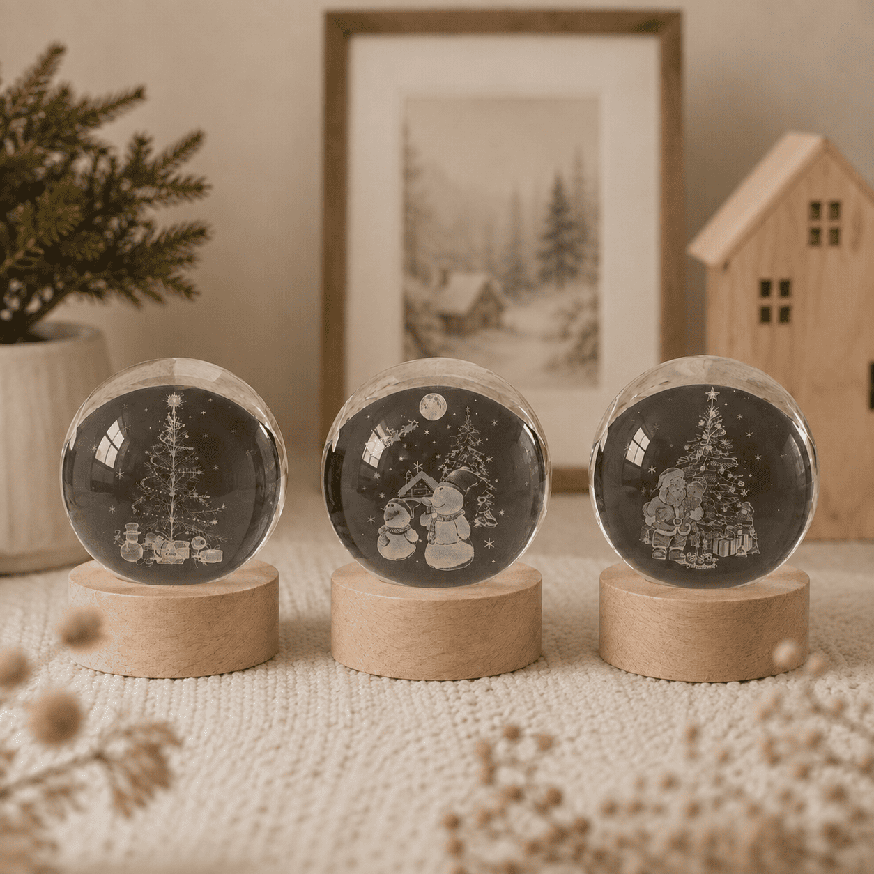 Veilleuse boule de Cristal de noël éteintes de jour 