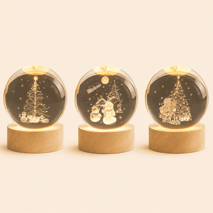 Veilleuse boule de Cristal sur fond beige 