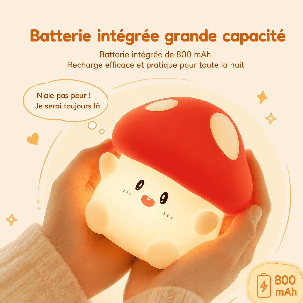 Batterie de la veilleuse champignon rouge - mylumiz.com