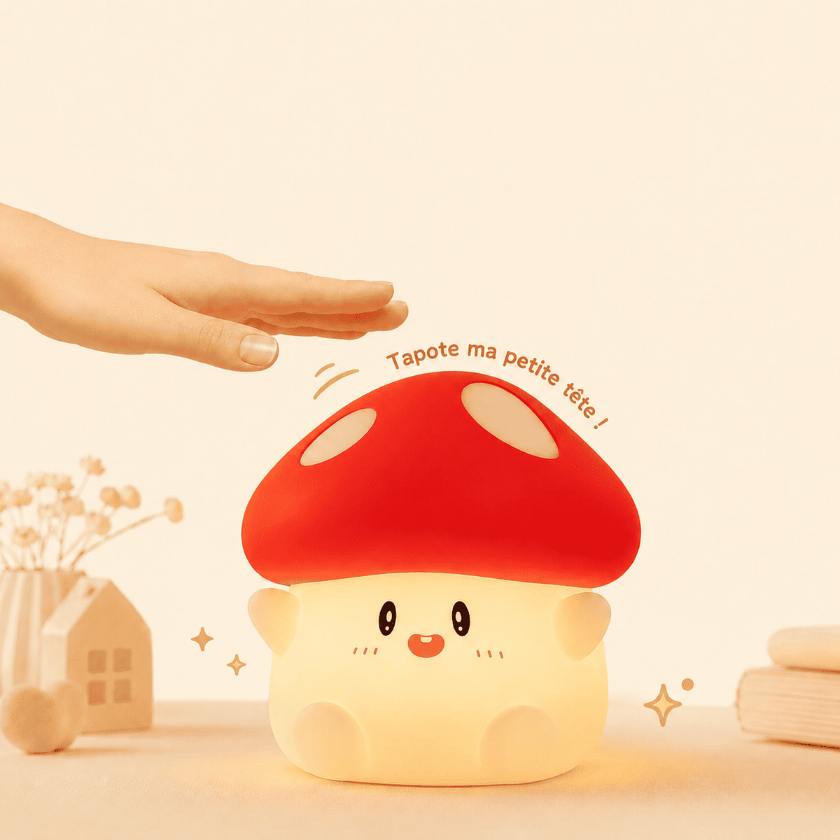 Veilleuse tactile champignon rouge -mylumiz.com