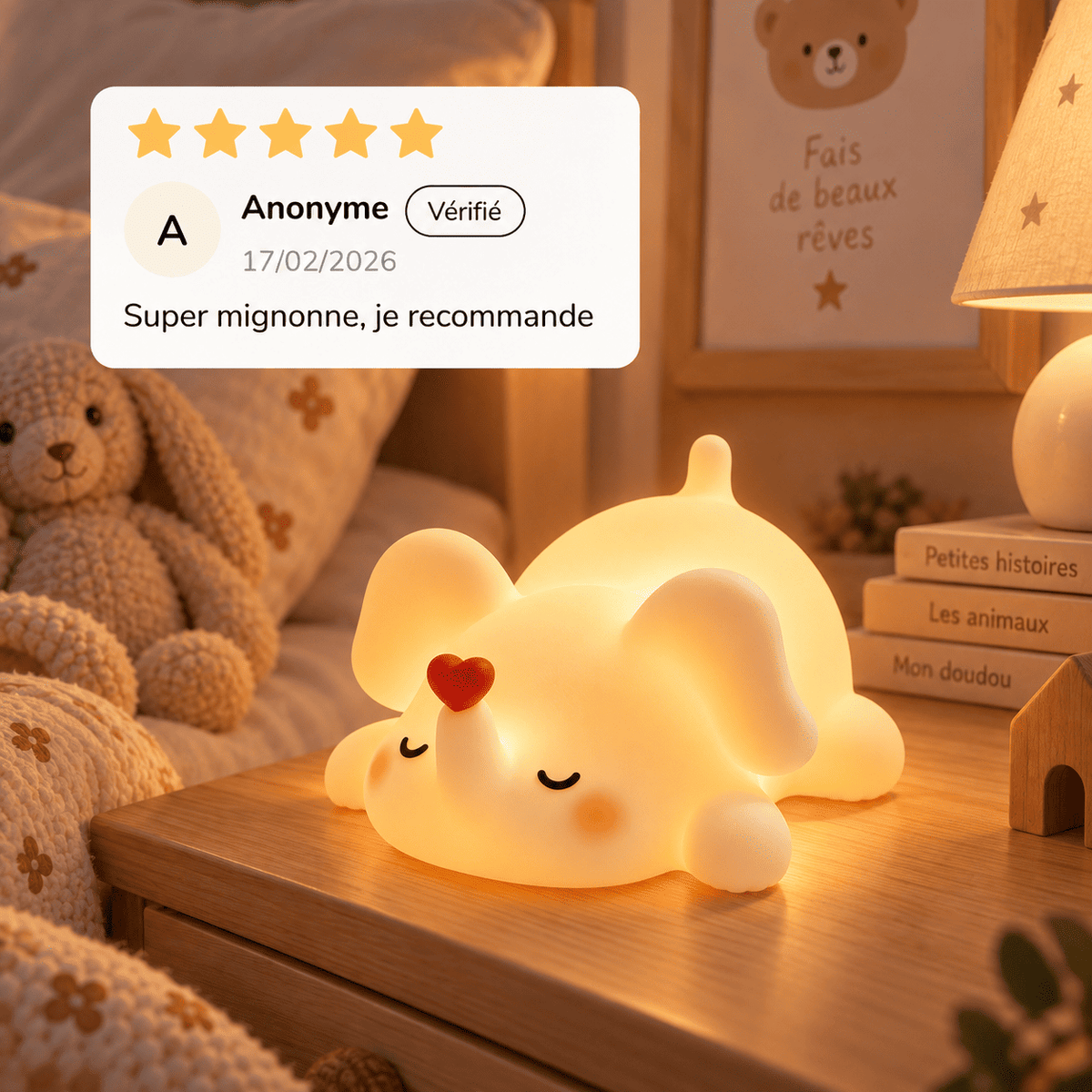 Veilleuse éléphant LED avec un avis client 