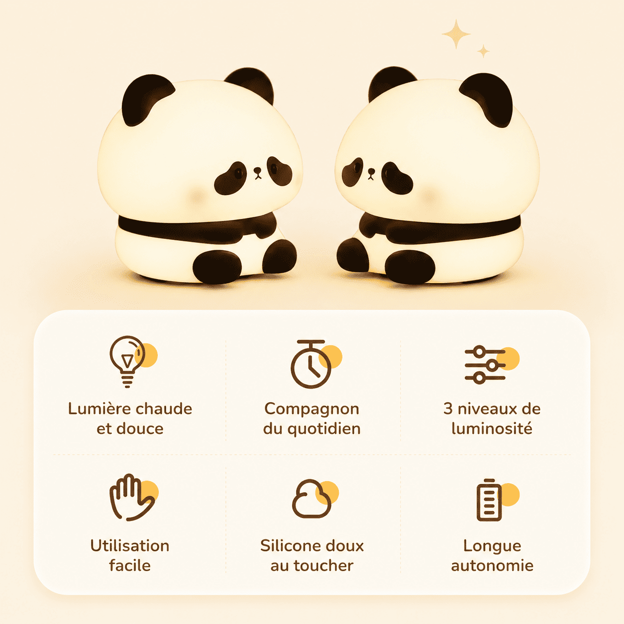 veilleuse enfant panda lumière chaude, silicone doux, tactile et longue autonomie - mylumiz.com