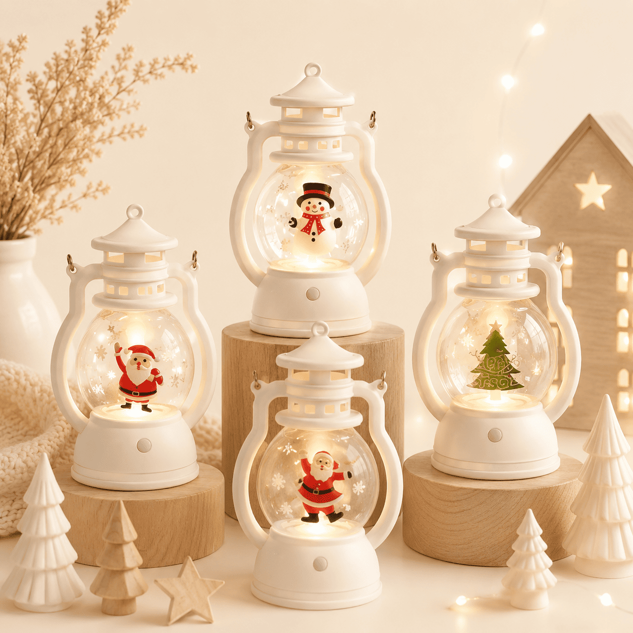 4 Veilleuses lanterne de noël décoration 