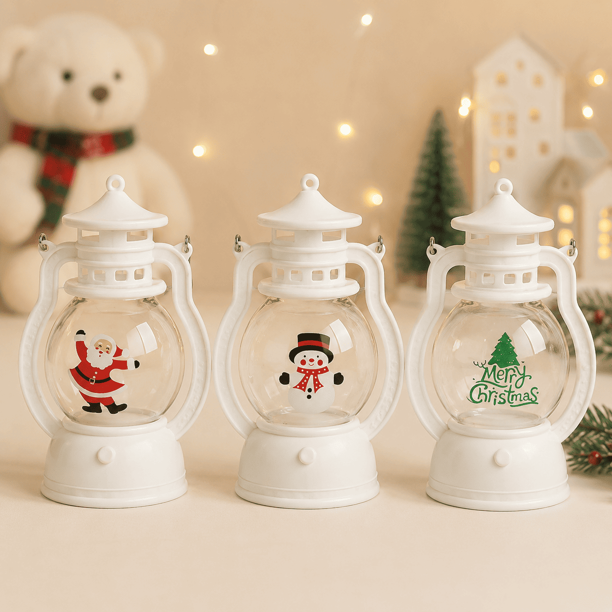 3 modèles de veilleuses lanterne de noël éteintes 