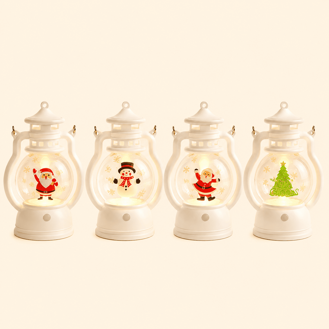 4 veilleuses lanterne de noël sur fond beige