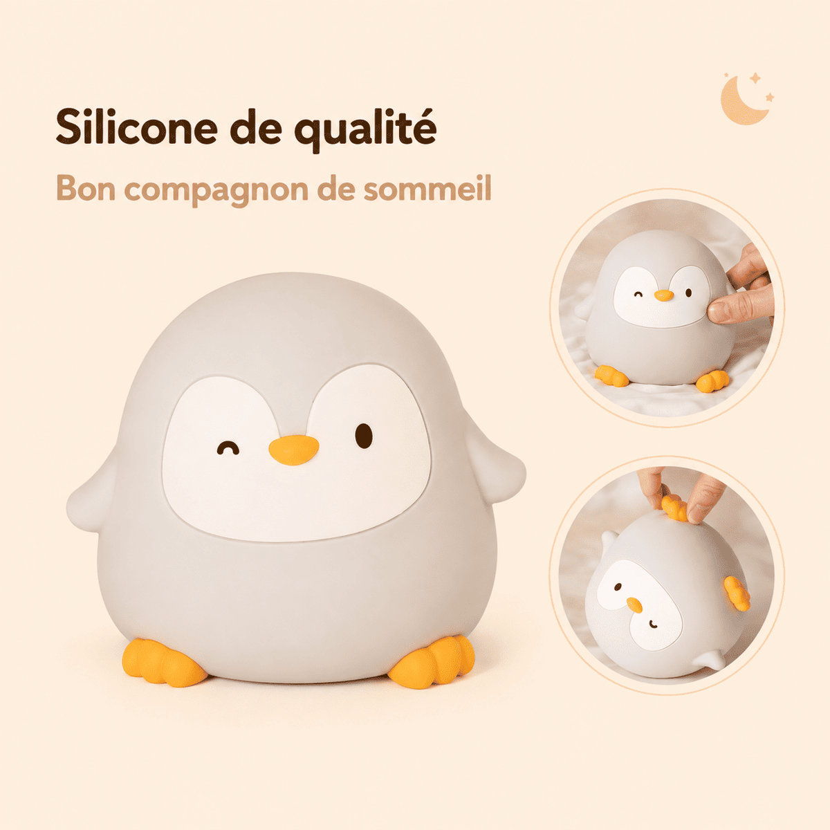 Veilleuse p'tit pingouin éteinte en silicone
