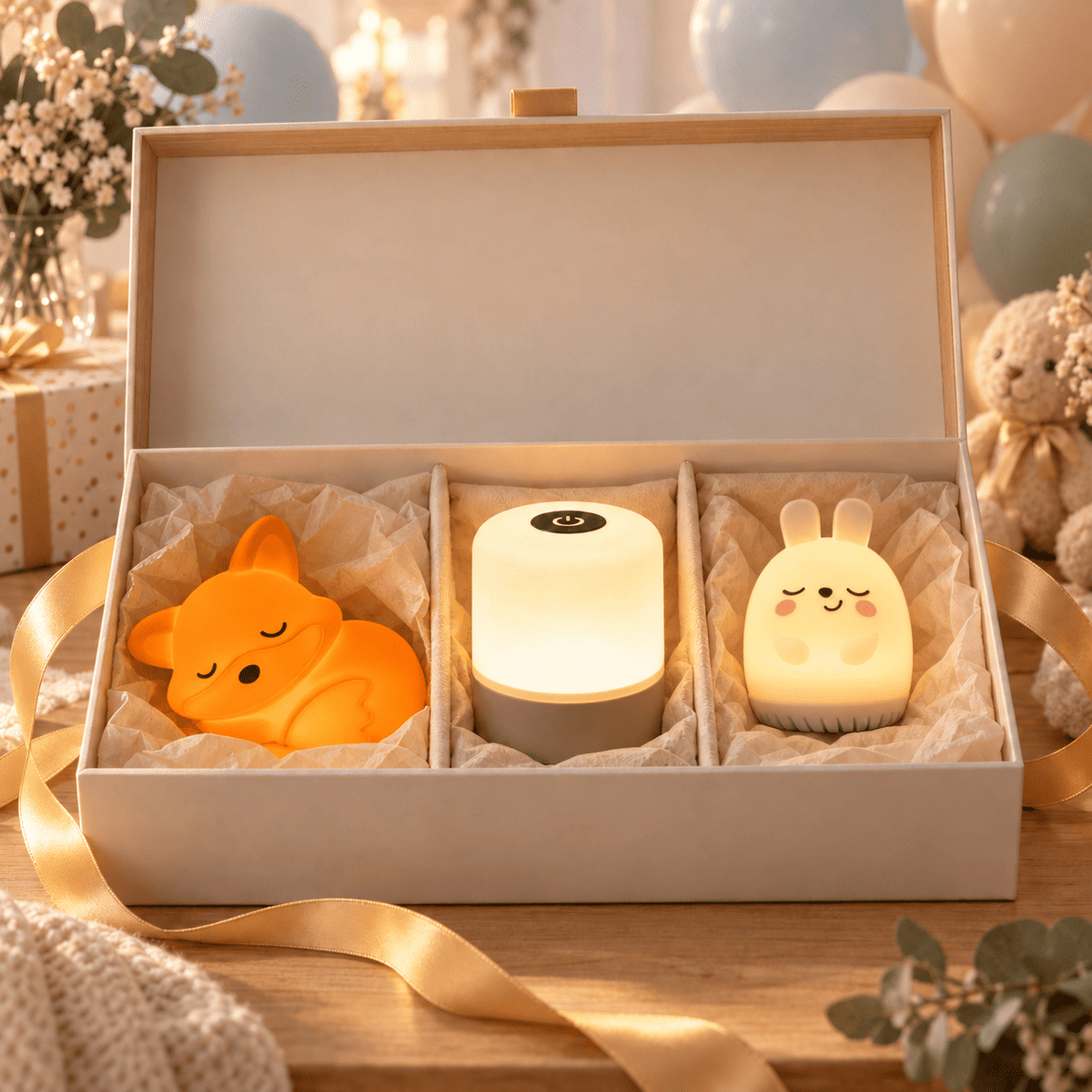 Coffret cadeau naissance avec trois veilleuses MyLumiz