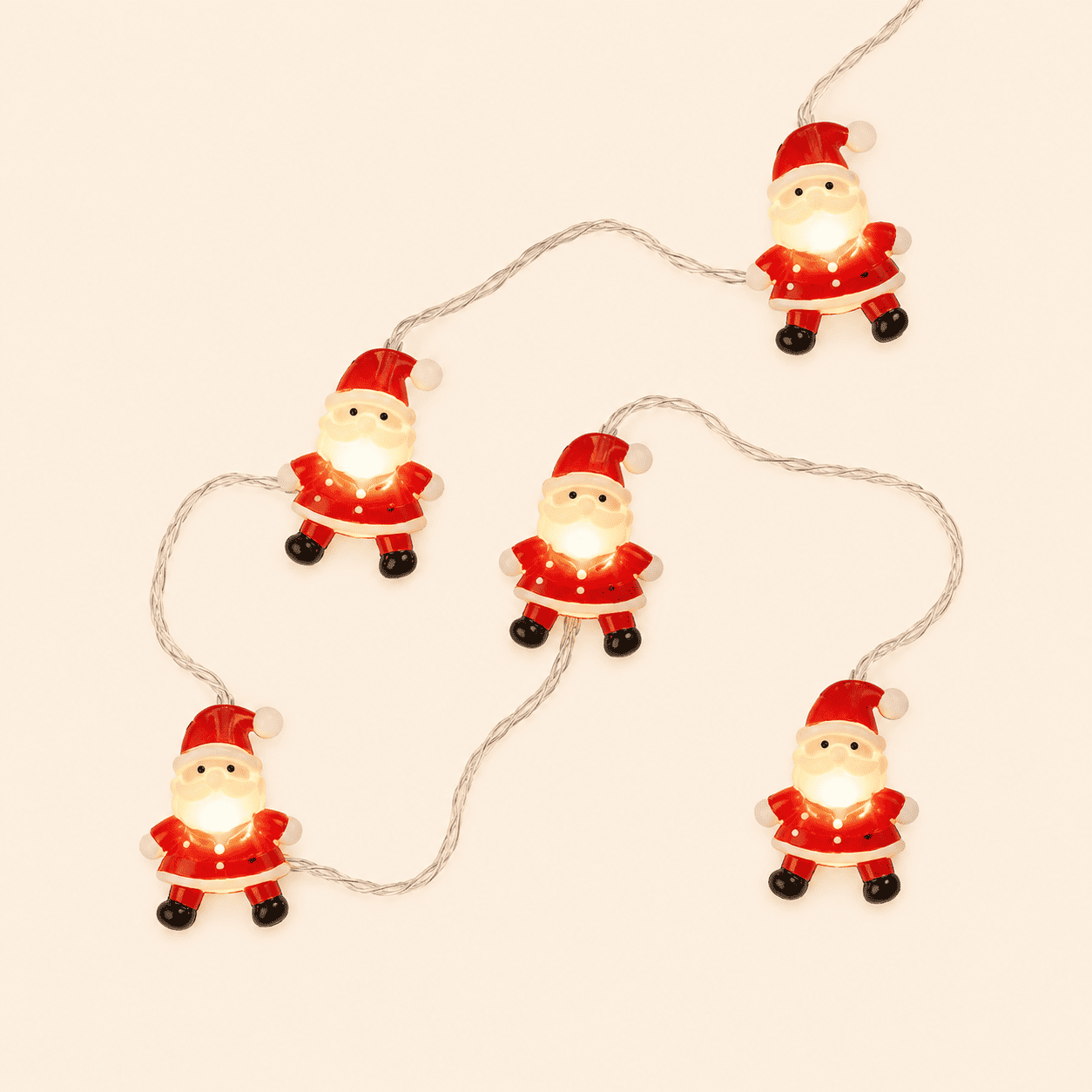 Guirlande de Noël Père Noël sur fond beige