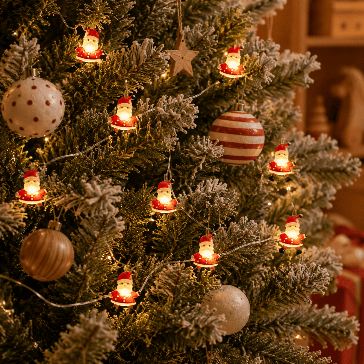 Guirlande de noël, Père Noël accrochée autour du sapin