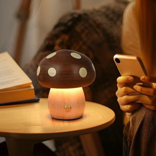 Lampe Champignon Bois