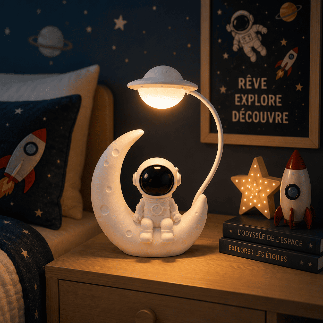Lampe Veilleuse Astronaute Blanc