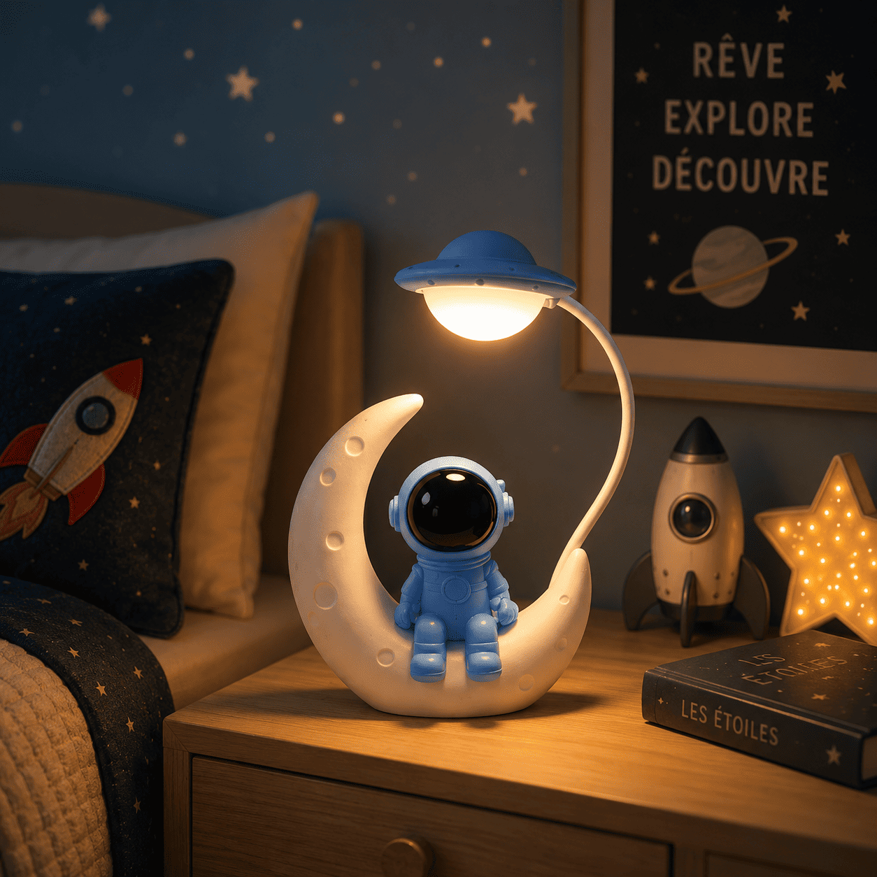 Lampe Veilleuse Astronaute Bleu