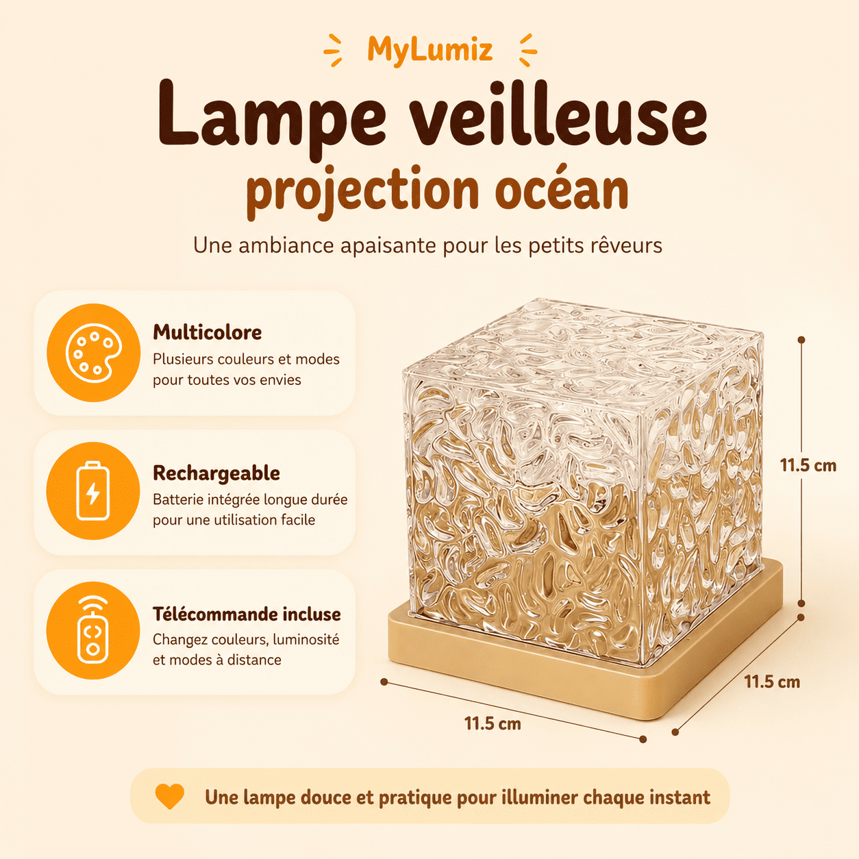 Lampe Veilleuse Projection Océan 