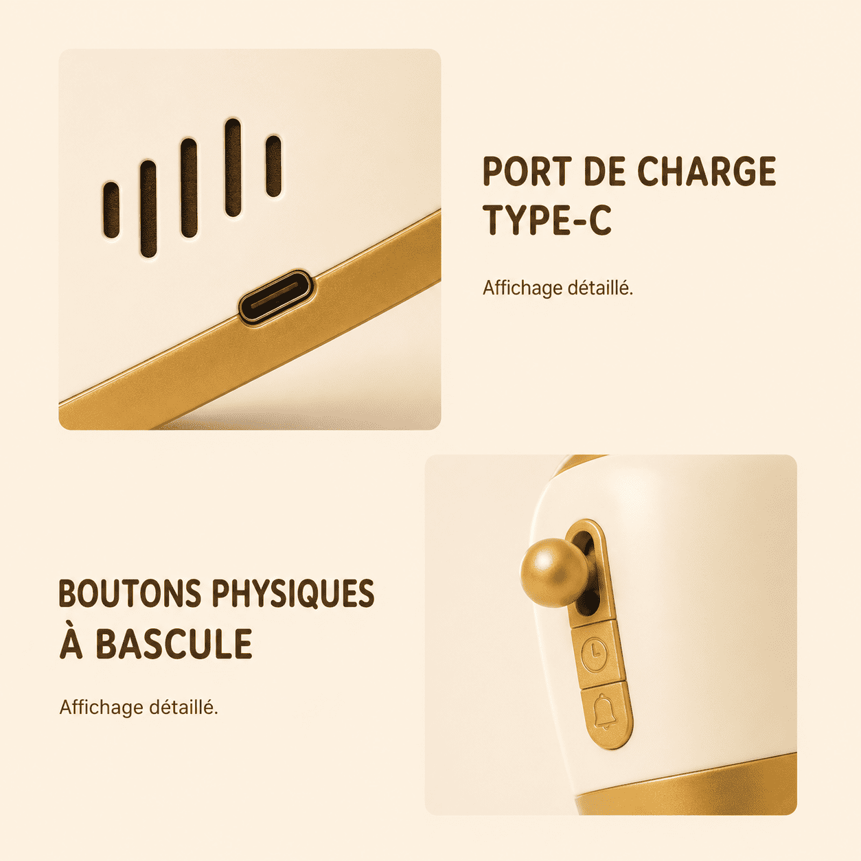 Réveil veilleuse toaster port type-c et bouton - mylumiz.com