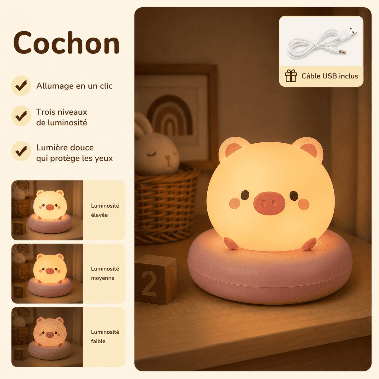 Veilleuse Allaitement Cochon