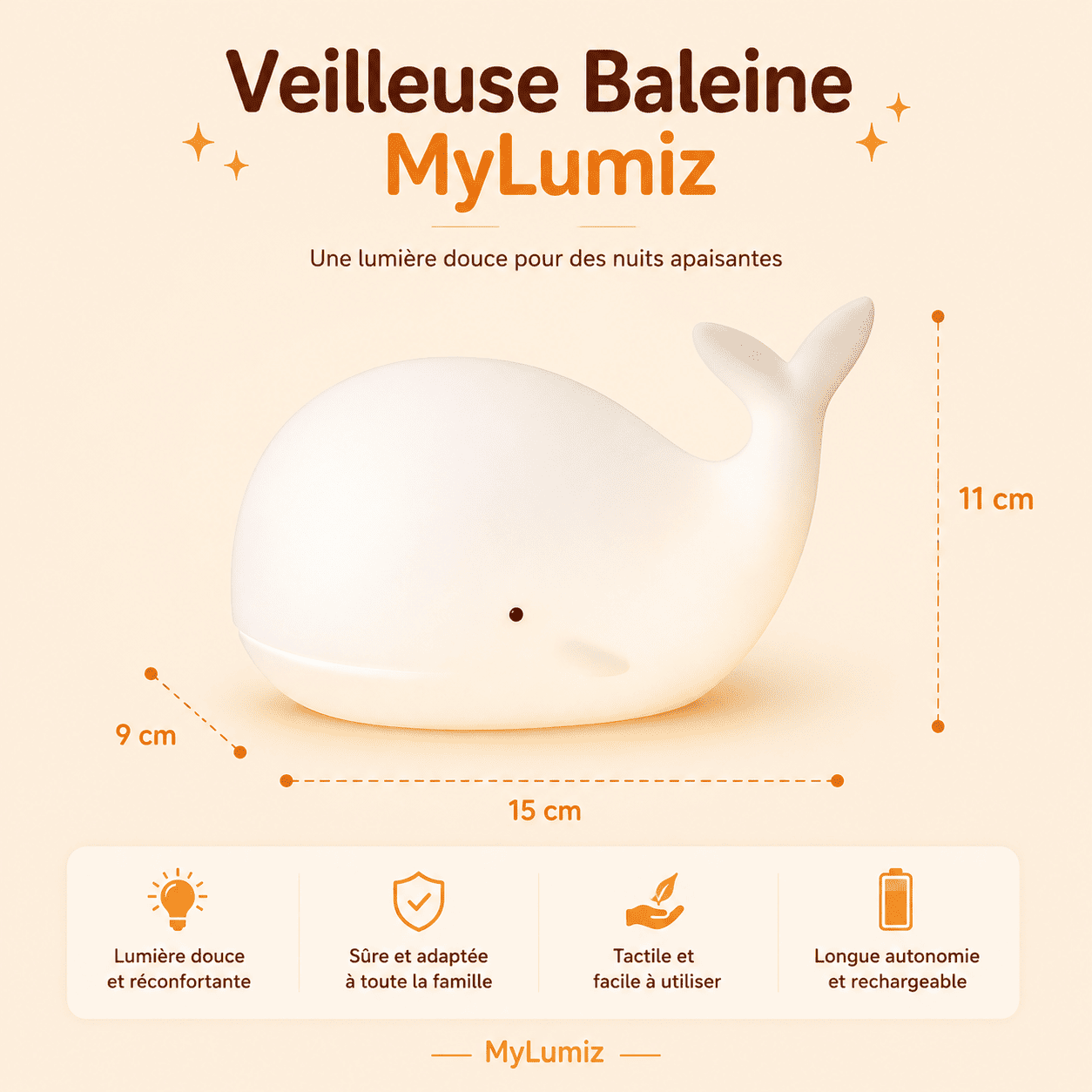 Veilleuse Baleine Blanche