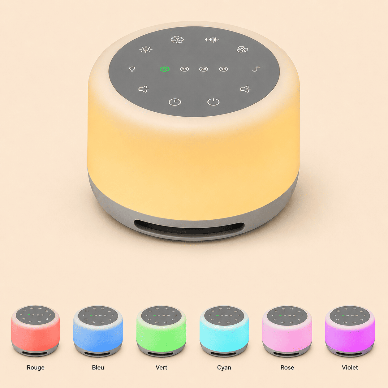 Différentes couleurs disponibles de veilleuse bébé bruit blanc - mylumiz.com
