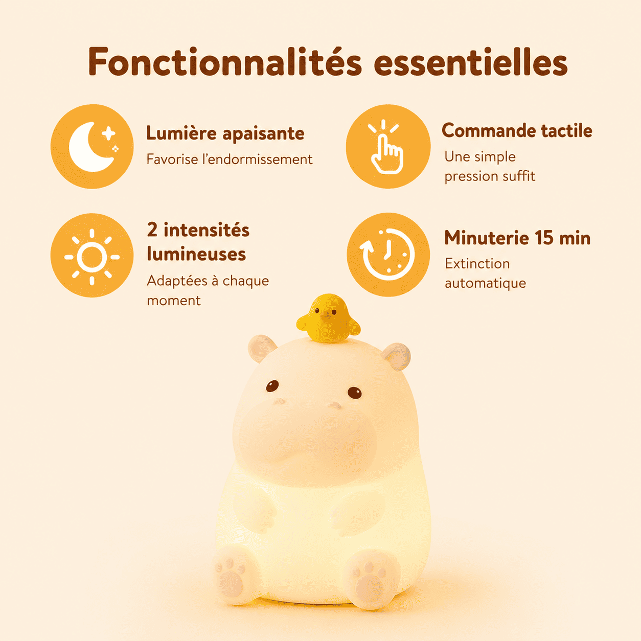 Veilleuse Bébé Hippopotame