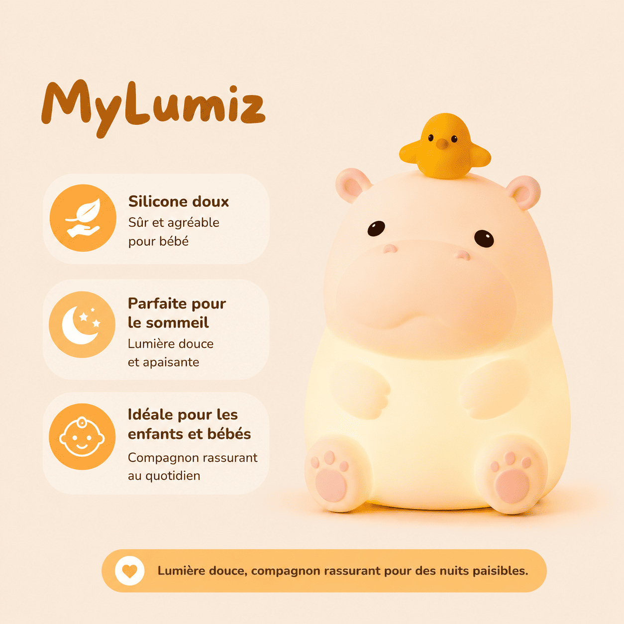Veilleuse Bébé Hippopotame