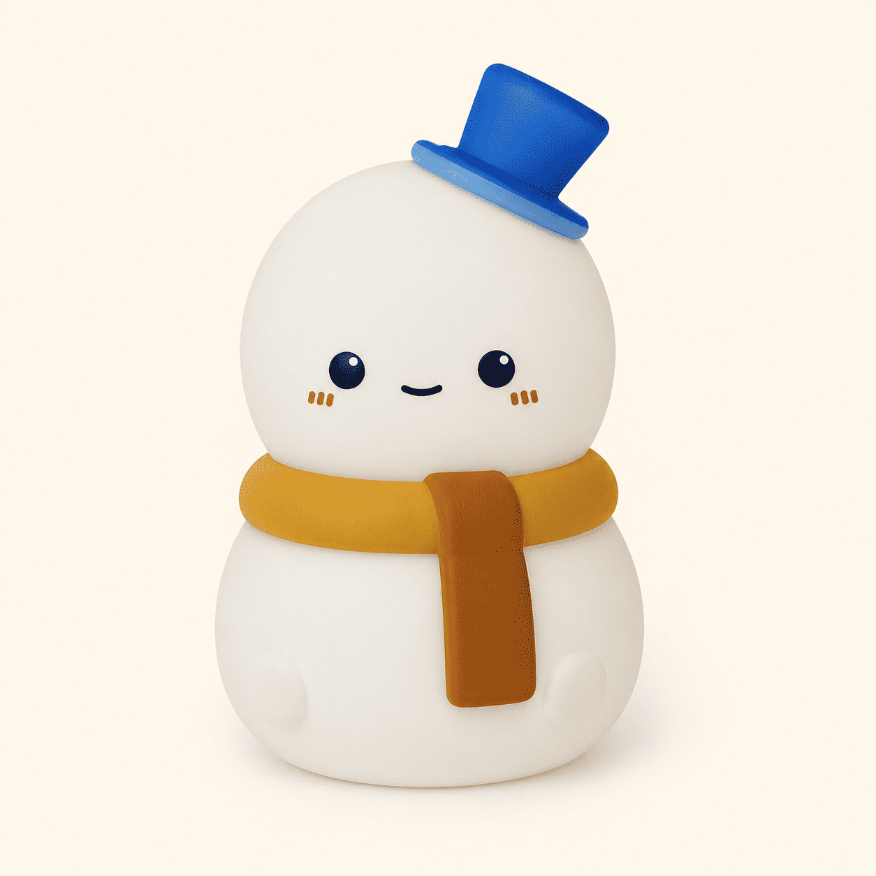 Veilleuse bonhomme de neige éteinte sur fond beige