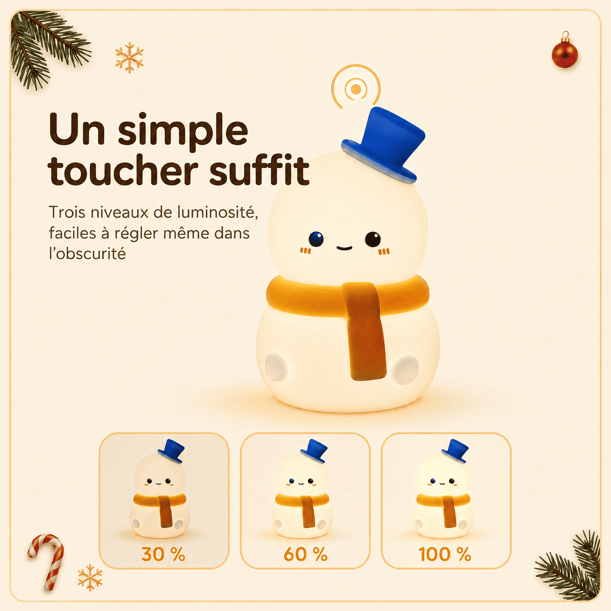 Veilleuse de Noël diffusant une lumière blanc chaud