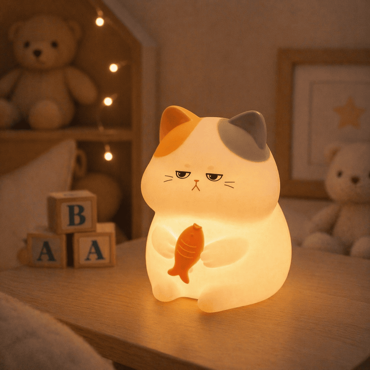 Veilleuse chat multicolore