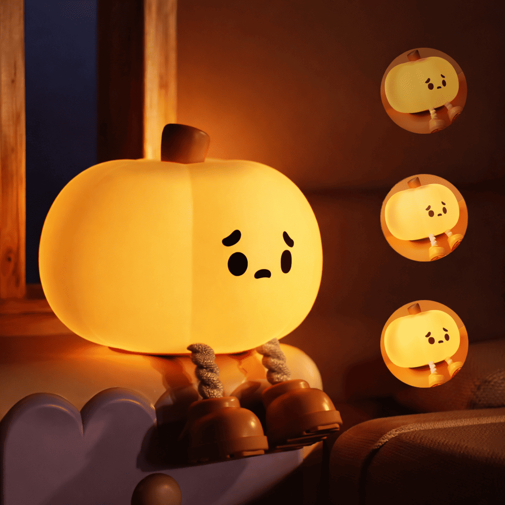 Veilleuse Citrouille d'halloween avec 3 intensités lumineuses 