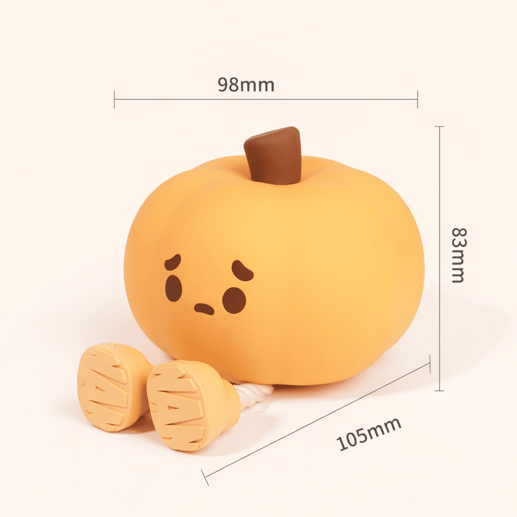 Veilleuse Citrouille d'halloween sur fond beige avec les dimensions