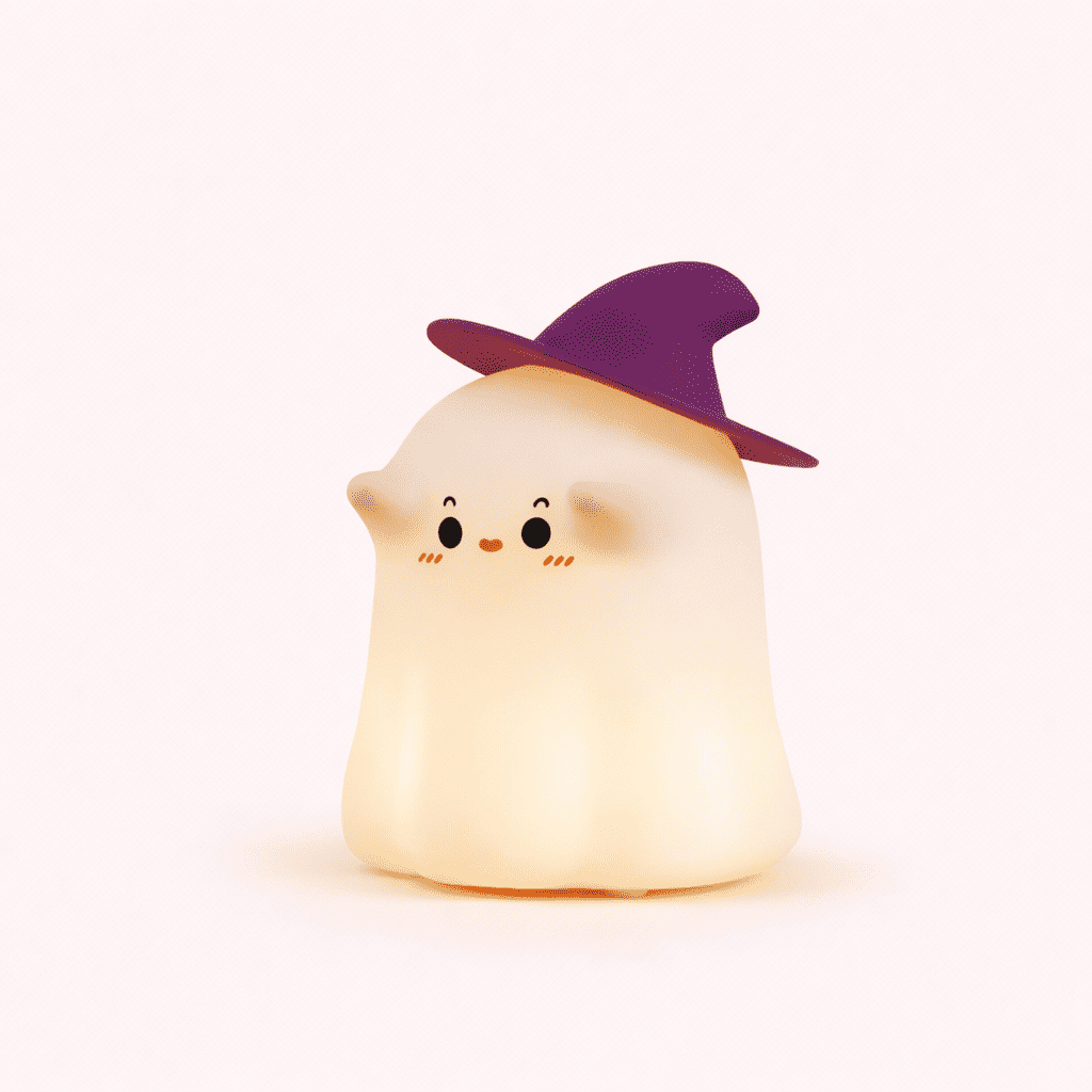 Veilleuse Fantôme d'halloween sur fond beige 