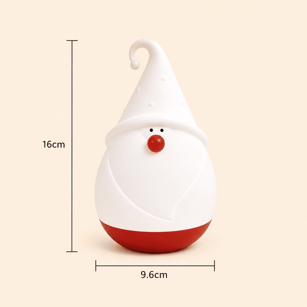 Veilleuse lutin de noël éteinte avec taille 9,6 x 16 cm