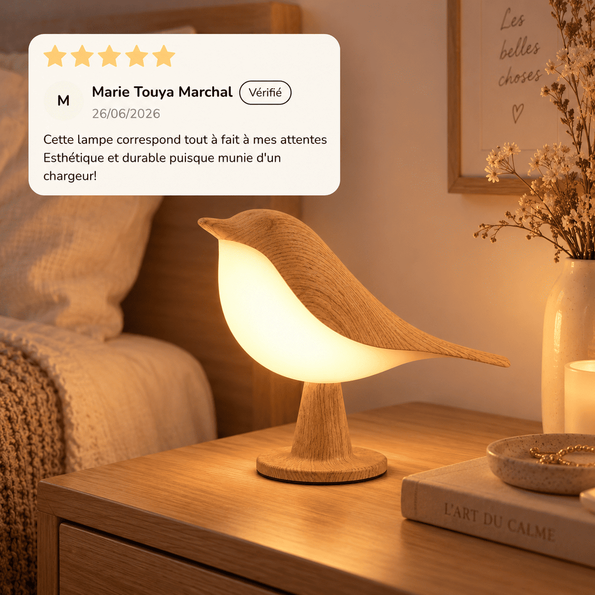 Veilleuse oiseau avec un avis client 