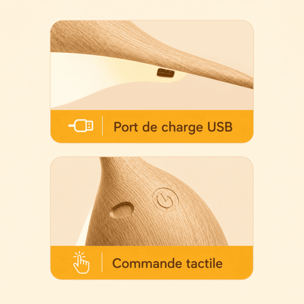 veilleuse oiseau avec recharge USB et ses commandes tactiles - mylumiz.com