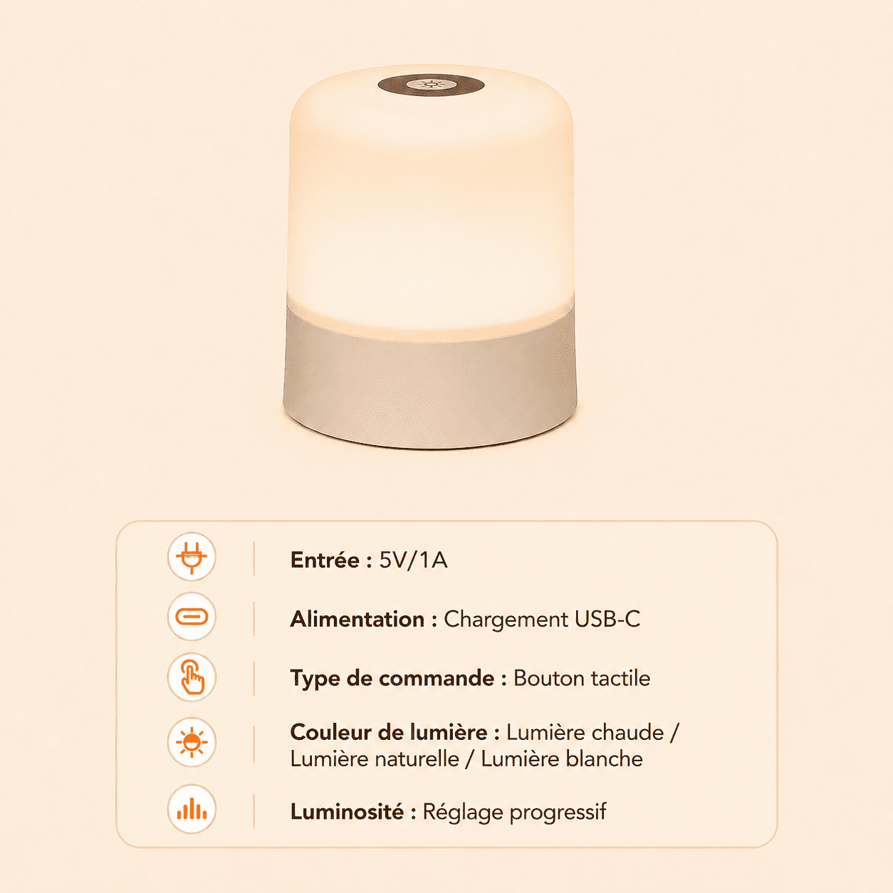 Veilleuse pour allaiter type de commande, luminosité, alimentation et lumière - mylumiz.com