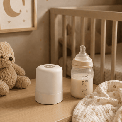 Veilleuse pour allaiter éteinte à côté d'un biberon - mylumiz.com