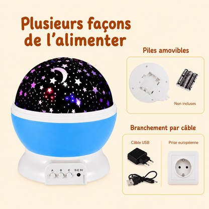 Veilleuse projection ciel étoilé câble USB et piles - mylumiz.com