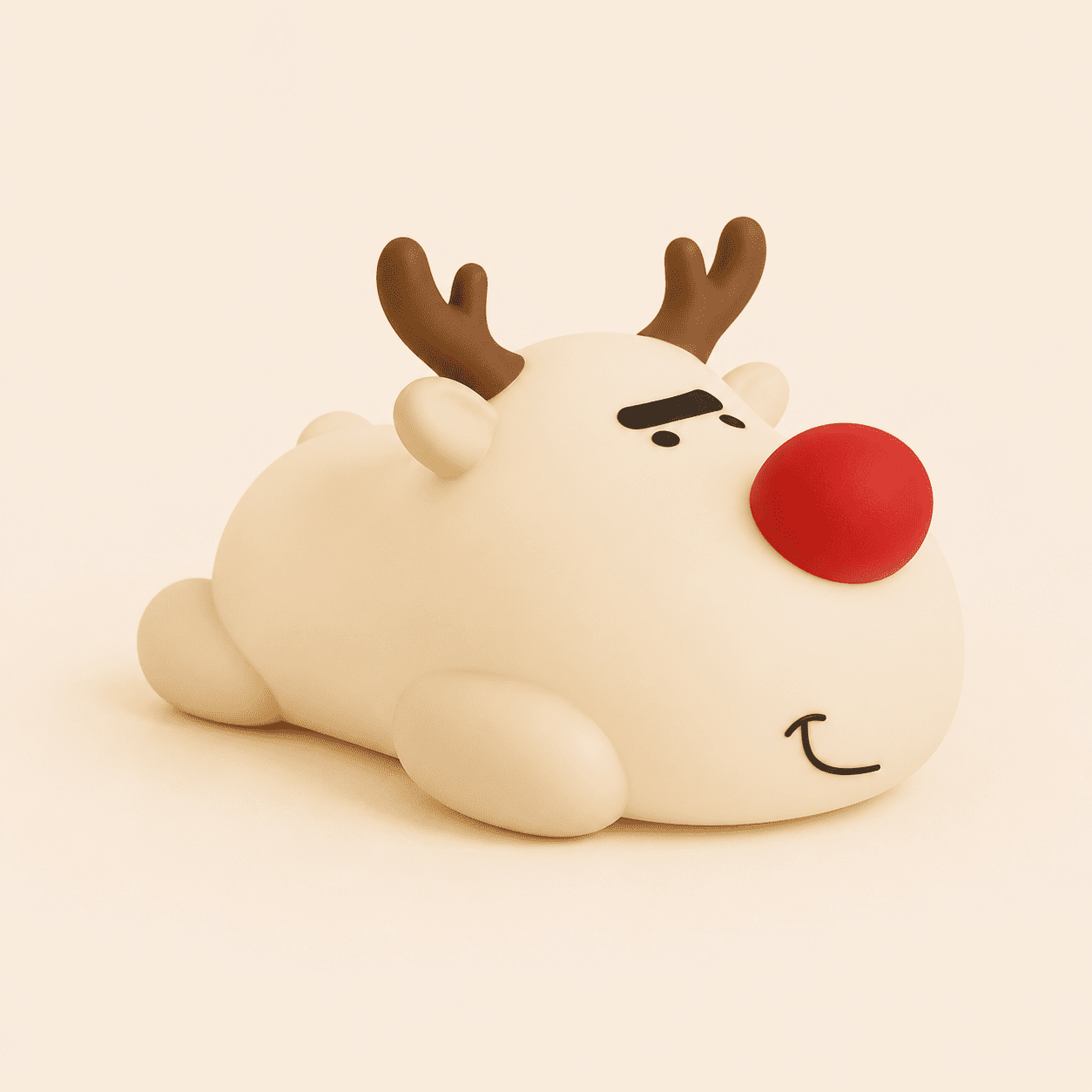 Veilleuse Renne de Noël éteinte sur un fond beige 