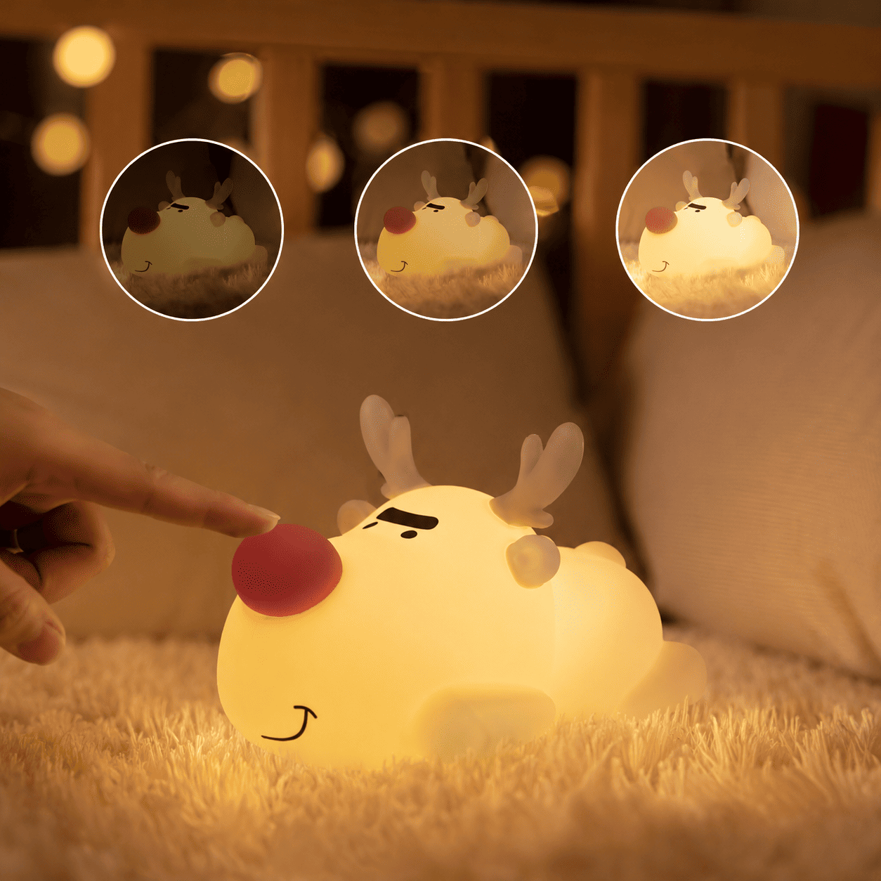 Veilleuse Renne de Noël avec 3 intensités lumineuses 