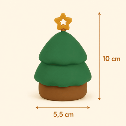 Dimensions de la veilleuse sapin de Noël : 5,5 cm de large et 10 cm de haut
