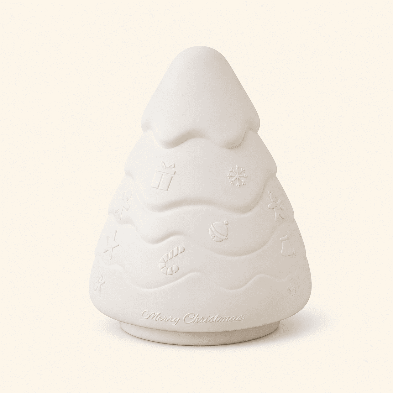 Veilleuse sapin de Noël en silicone sur fond beige
