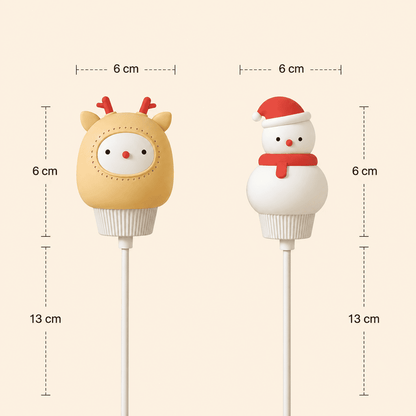 Veilleuse USB bonhomme de neige et renne avec dimensions : 6X6 et 13 cm